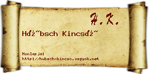 Hübsch Kincső névjegykártya